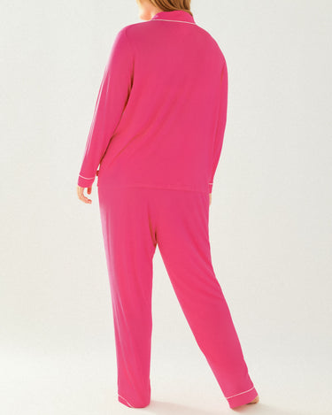 Curve Pink Modal Button Up Long Pyjama Set